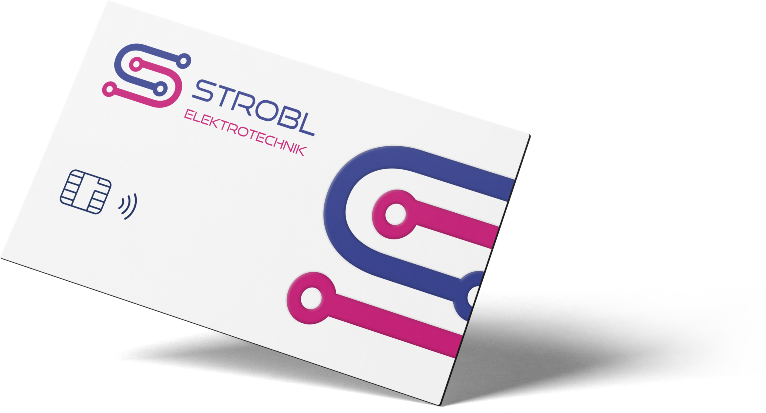 Card_Mockup Strobl Elektrotechnik Ladekarte mit Chip und NFC-Symbol